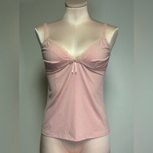 Women's Lace-Trim Pink Camisole Sleep Top